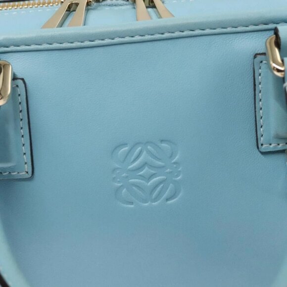 LOEWE Anagram Amazona 28 Hand Bag Leather Light Blue Gold - Picture 12 of 16